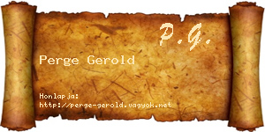 Perge Gerold névjegykártya